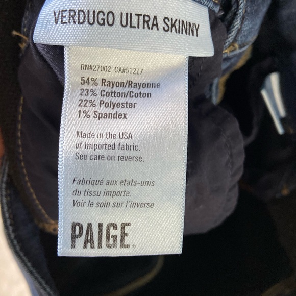 Paige Women's Verdugo Ultra Skinny Dark Wash Stretch Denim Jeans - Picture 9 of 9